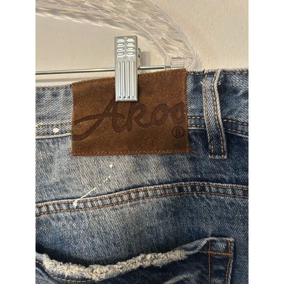 Akoo Denim Splatter Distressed Shorts With Patches Mens 44 - Picture 5 of 11